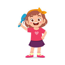 brushes her hair